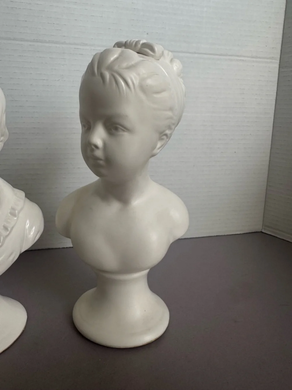 Vintage Ceramic Bust Sculpture Pair - Boy and Girl - Picture 2 of 11